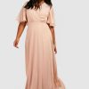 Maxi Dresses * | Plus Angel Sleeve Wrap Bridesmaid Dress