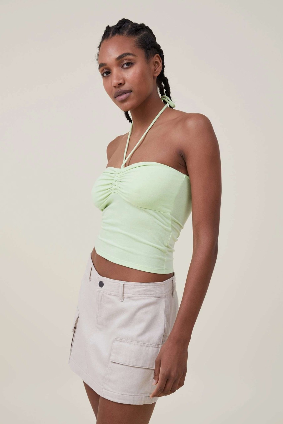 Tanks & Camis * | Cotton On Women Christie Rouched Front Halter Tube