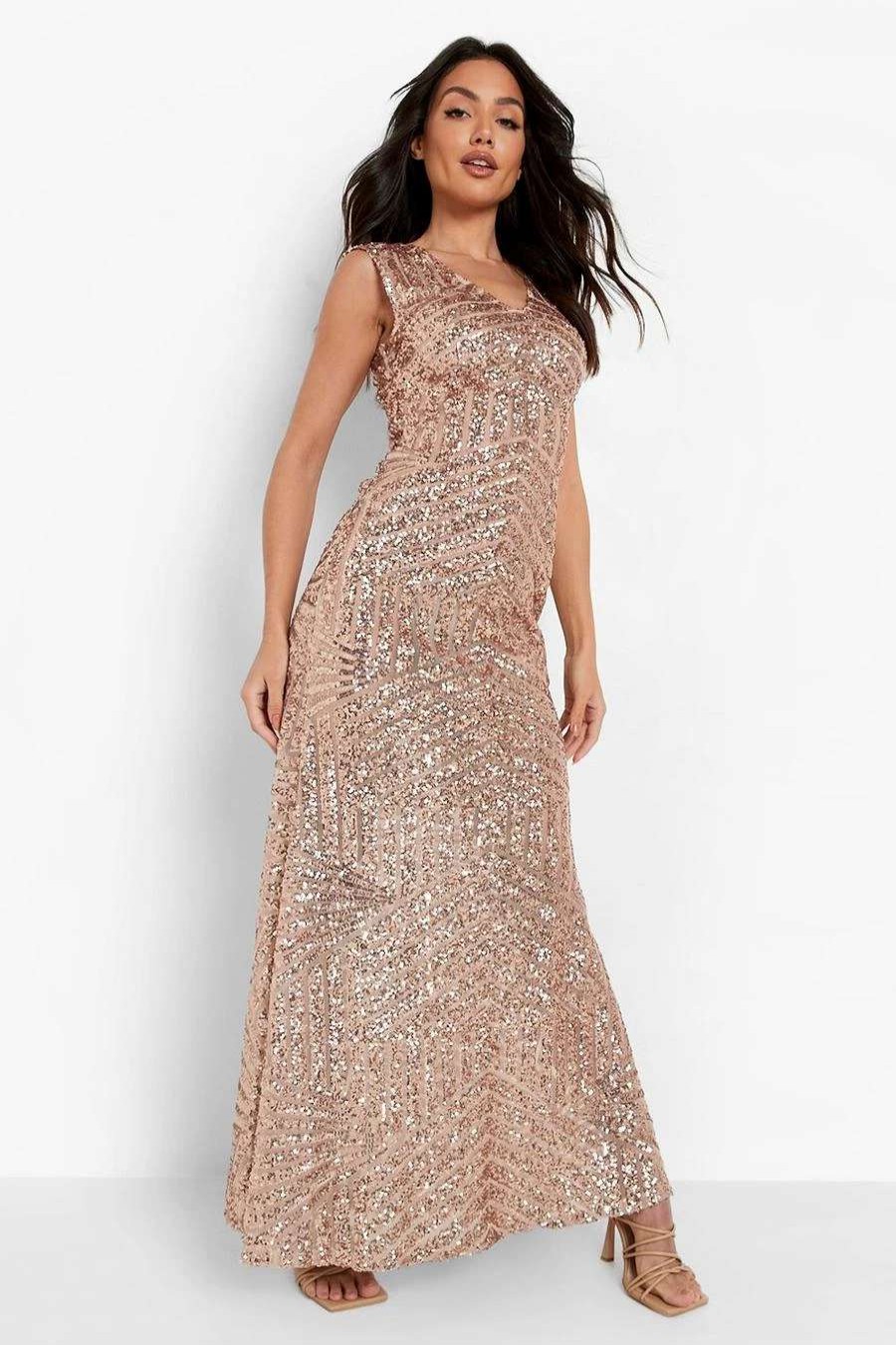 Maxi Dresses * | Sequin Sleeveless Maxi Bridesmaid Dress