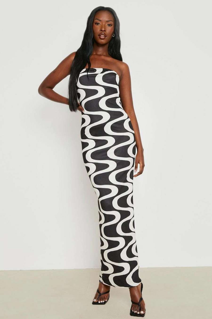 Maxi Dresses * | Bandeau Wave Print Maxi Dress