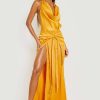 Maxi Dresses * | Premium Satin Cowl Neck Drape Maxi Dress