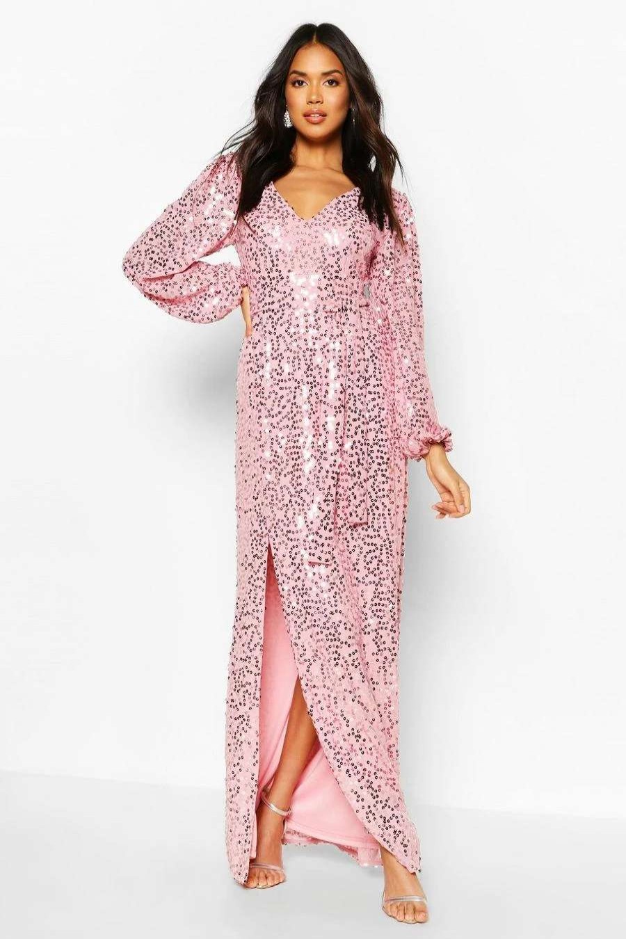 Maxi Dresses * | Bridesmaid Occasion Sequin Plunge Maxi Dress