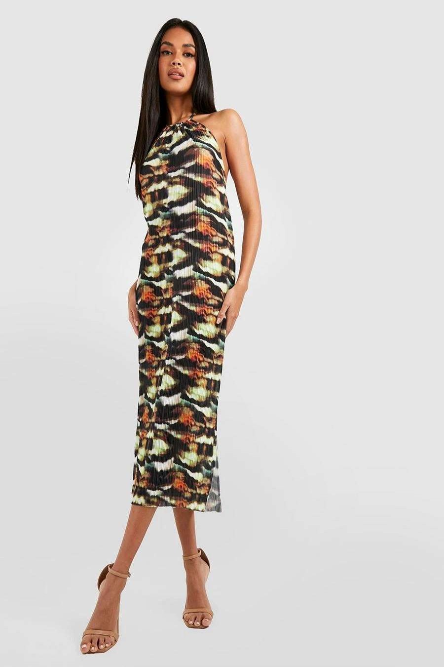 Maxi Dresses * | Abstract Printed Plisse Maxi Dress