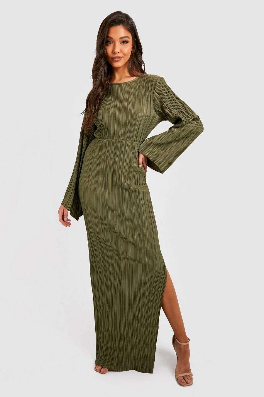 Maxi Dresses * | Plisse Kimono Sleeve Maxi Dress