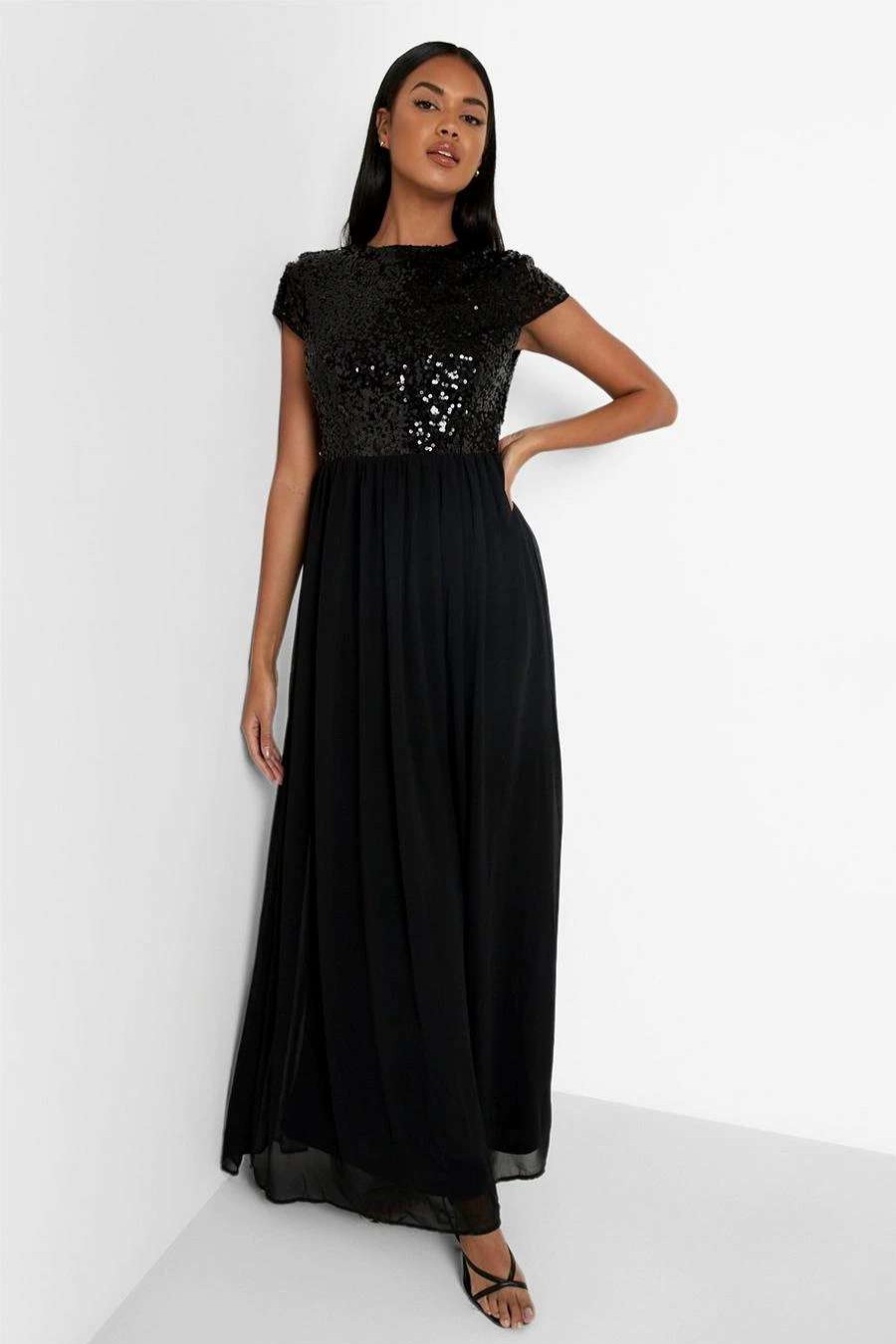 Maxi Dresses * | Sequin Cap Sleeve Maxi Dress