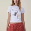 Graphic T-Shirts * | Cotton On Women Fitted Lcn Graphic Longline Tee Lcn Liv Aaliyah Baby/White