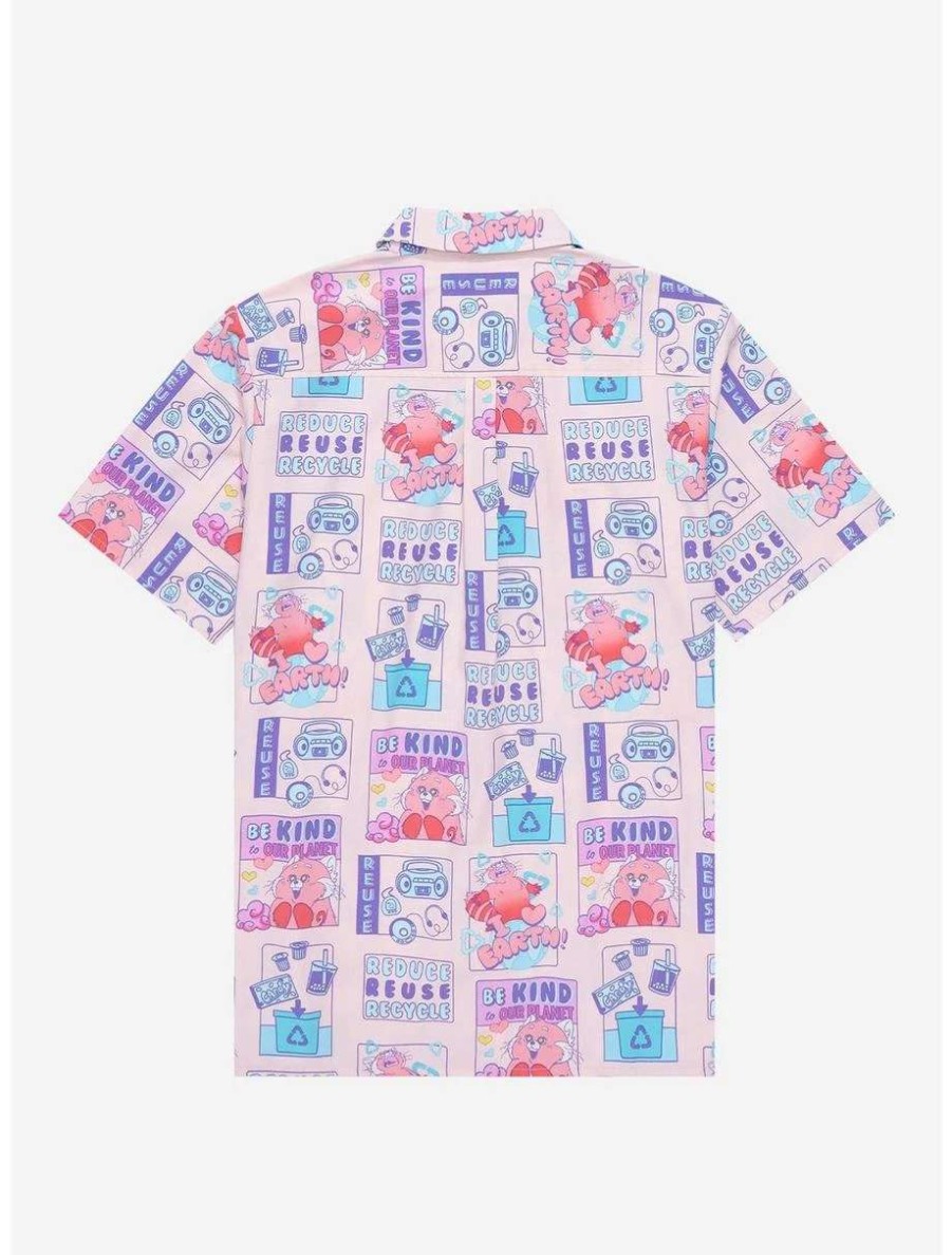 Button-Up Tops * | Disney Pixar Turning Red Allover Print Earth Day Woven Button Up Boxlunch Exclusive