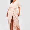 Maxi Dresses * | Plus Angel Sleeve Wrap Maxi Dress