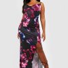 Maxi Dresses * | Plus Recycled Floral Print Slinky Maxi Dress