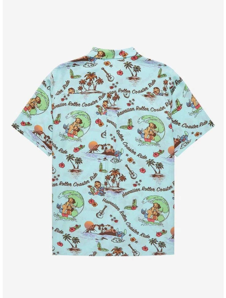 Button-Up Tops * | Boxlunch Our Universe Disney Lilo & Stitch Hawaiian Roller Coaster Ride Plus Size Woven Button-Up