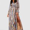 Maxi Dresses * | Metallic Rainbow Plisse Ruffle Maxi Party Dress