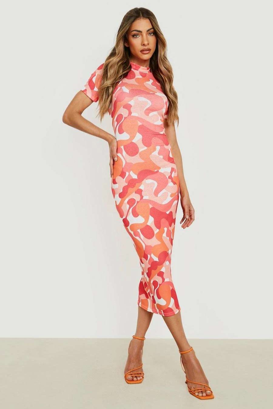 Maxi Dresses * | Abstract Cap Sleeve Midaxi Dress