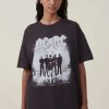 Graphic T-Shirts * | Cotton On Women The Oversized Acdc Tee Lcn Per Acdc Stage Tour/Washed Black