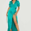 Maxi Dresses * | Satin Wrap Maxi Dress