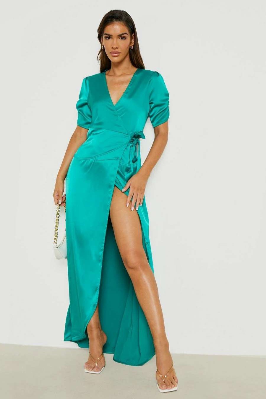 Maxi Dresses * | Satin Wrap Maxi Dress