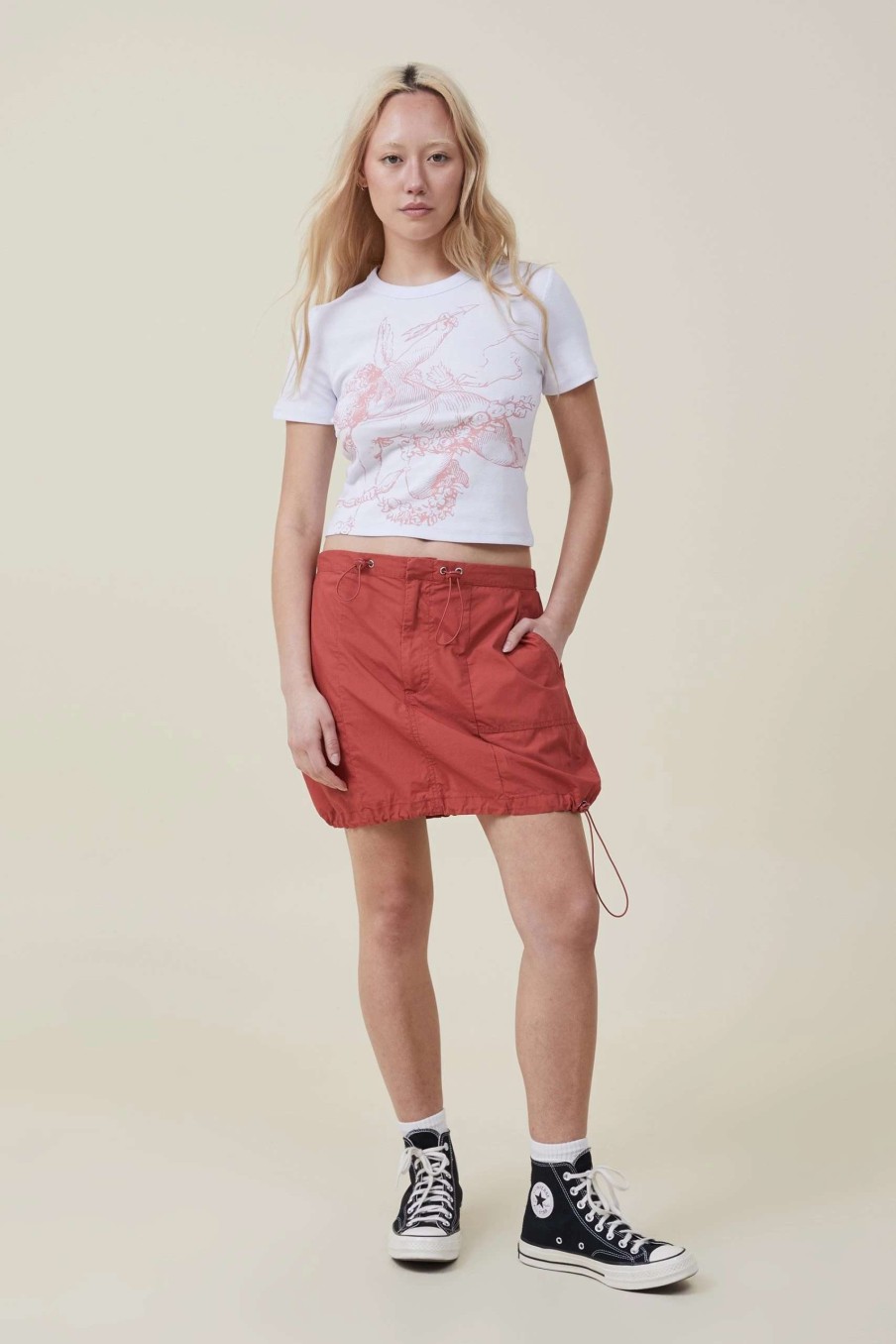 Graphic T-Shirts * | Cotton On Women Fitted Rib Graphic Longline Tee