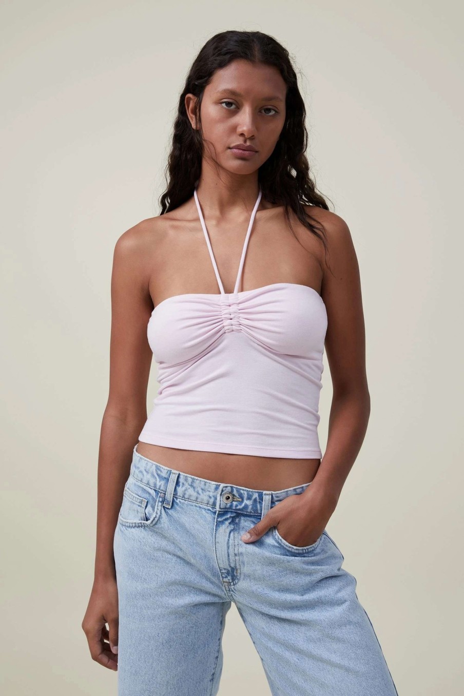 Tanks & Camis * | Cotton On Women Christie Rouched Front Halter Tube