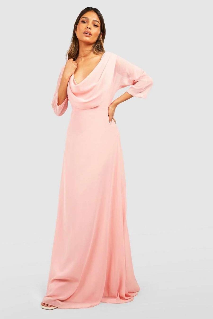 Maxi Dresses * | Cowl Back Draped Maxi Dress