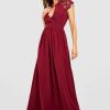 Maxi Dresses * | Lace Detail Wrap Pleated Maxi Dress