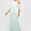 Maxi Dresses * | Pleated Off The Shoulder Bridesmaid Maxi Dress