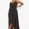 Maxi Dresses * | Plus Polka Dot Ruffle Tie Waist Maxi Dress