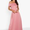 Maxi Dresses * | Off The Shoulder Dip Hem Maxi Dress