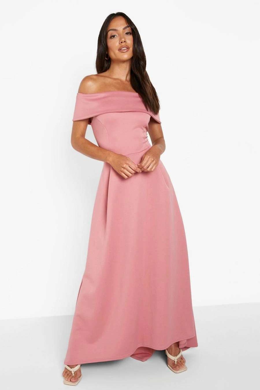 Maxi Dresses * | Off The Shoulder Dip Hem Maxi Dress