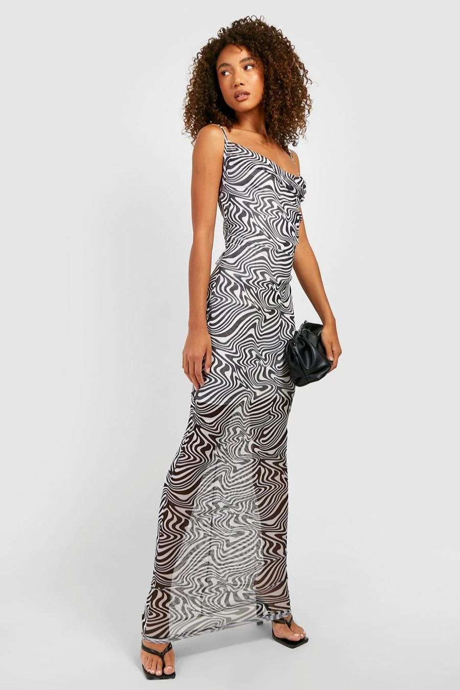 Maxi Dresses * | Tall Swirl Mesh Cowl Neck Maxi Dress