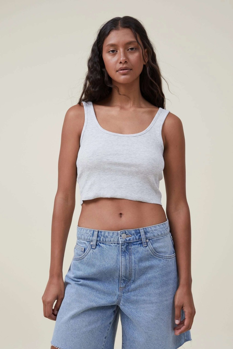 Tanks & Camis * | Cotton On Women The One Organic Rib Crop Tank