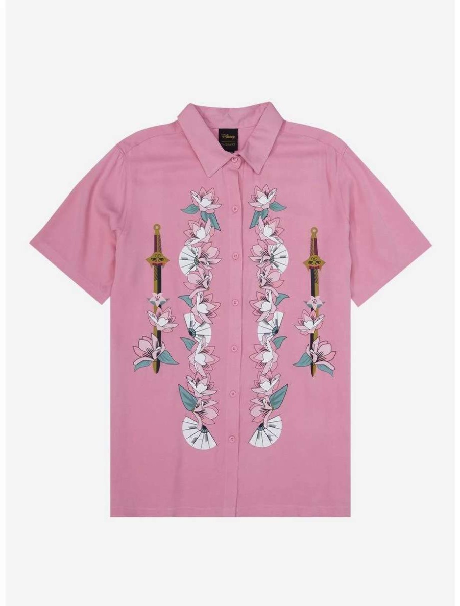 Button-Up Tops * | Disney Mulan Traditional Portrait Woven Women'S Button-Up Boxlunch Exclusive