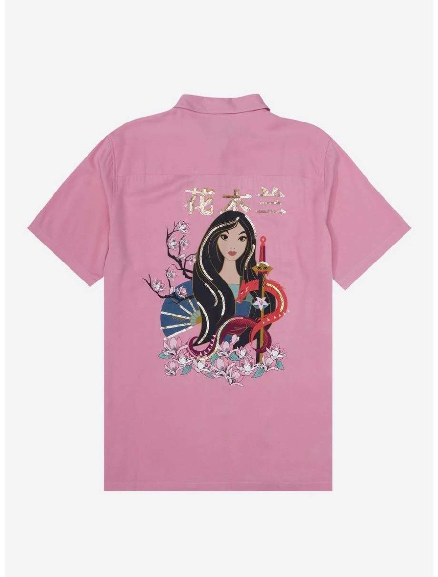 Button-Up Tops * | Disney Mulan Traditional Portrait Woven Women'S Button-Up Boxlunch Exclusive