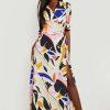 Maxi Dresses * | Satin Abstract Printed Wrap Maxi Dress