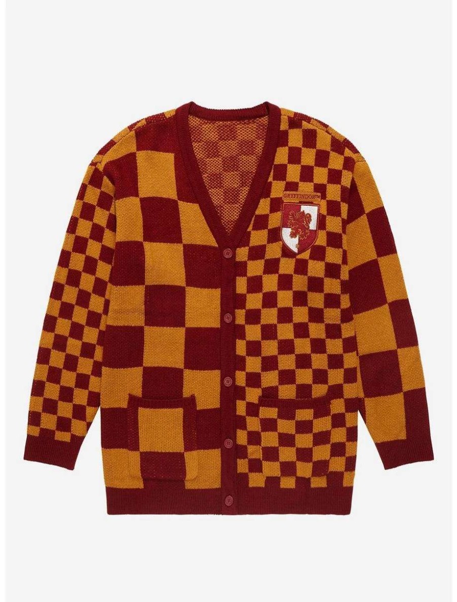 Cardigans * | Harry Potter Gryffindor Checkered Women'S Cardigan Boxlunch Exclusive