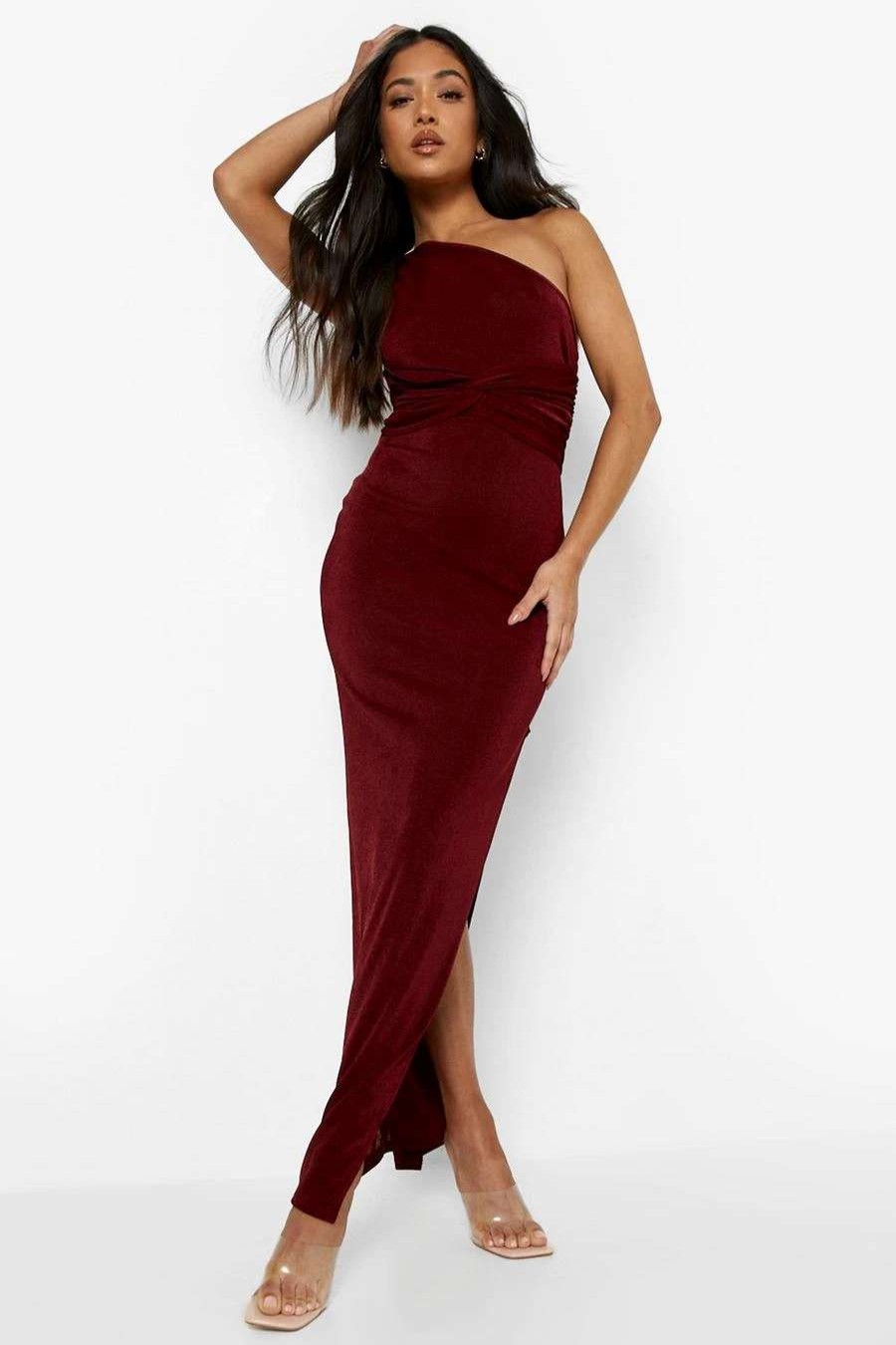 Maxi Dresses * | Petite Twist Detail One Shoulder Maxi Dress