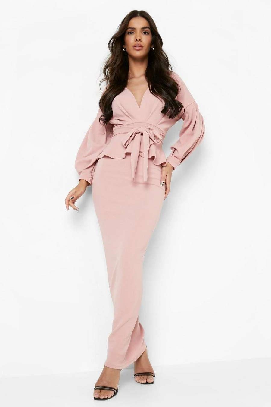 Maxi Dresses * | Off The Shoulder Peplum Maxi Dress