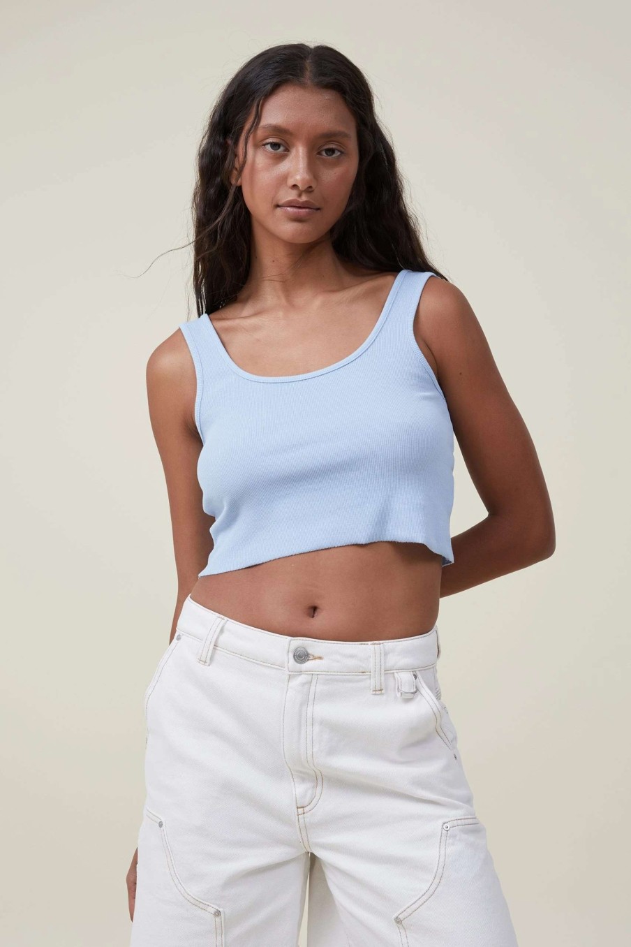 Tanks & Camis * | Cotton On Women The One Organic Rib Crop Tank