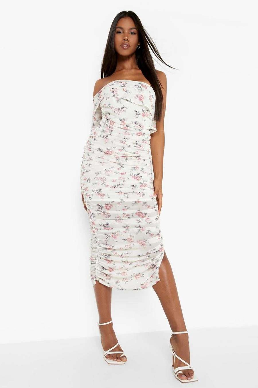 Maxi Dresses * | Floral Pint Off The Shoulder Midaxi Dress