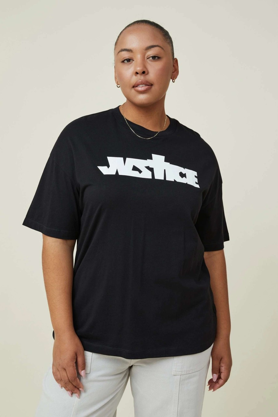 Graphic T-Shirts * | Cotton On Women Curve Special Edition Justin Bieber Tee Lcn Br Justin Bieber Justice Cross/Black