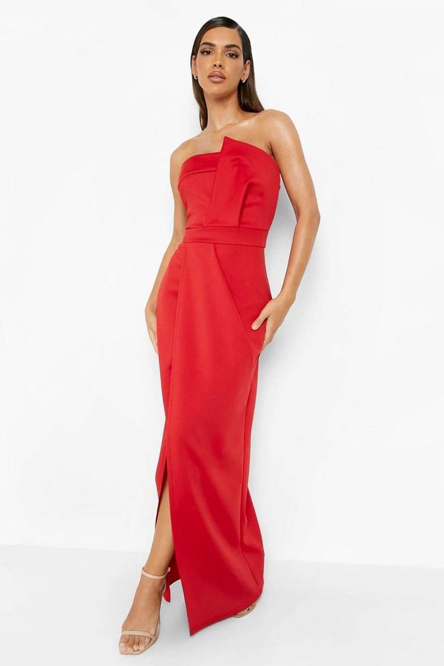 Maxi Dresses * | Bandeau Wrap Detail Split Maxi Bridesmaid Dress