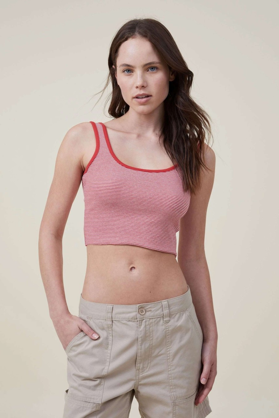 Tanks & Camis * | Cotton On Women The One Organic Rib Crop Tank