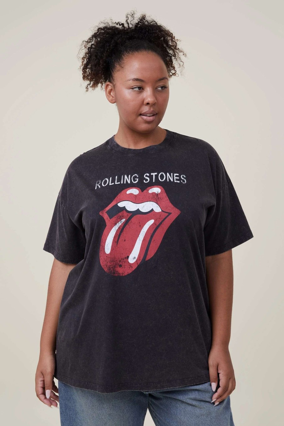 Graphic T-Shirts * | Cotton On Women Oversized Rolling Stones Music Tee