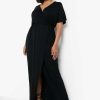 Maxi Dresses * | Plus Angel Sleeve Wrap Maxi Dress