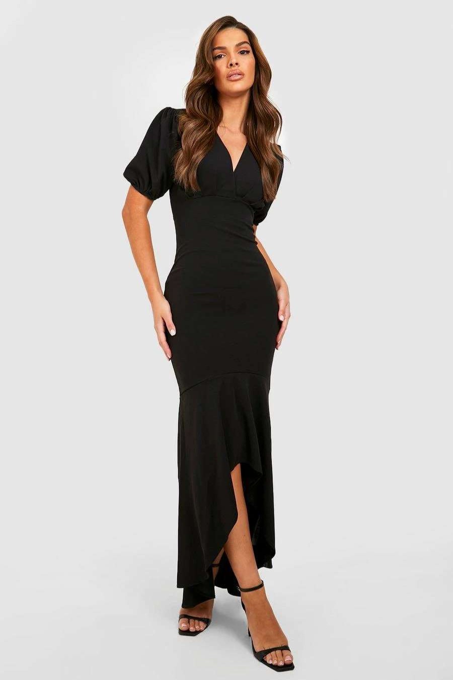 Maxi Dresses * | Puff Sleeve Fishtail Maxi Dress