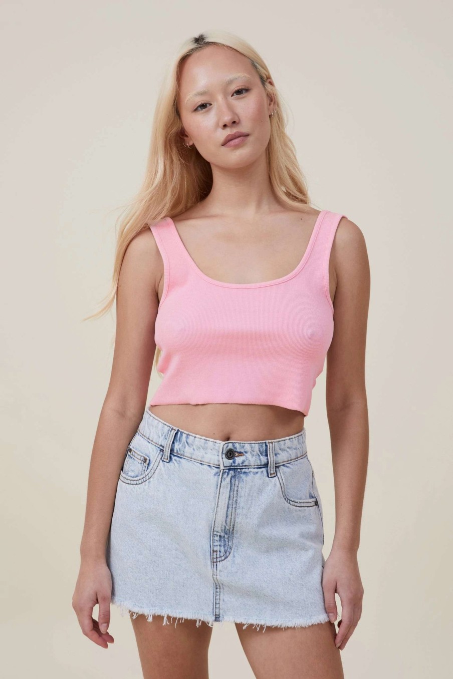 Tanks & Camis * | Cotton On Women The One Organic Rib Crop Tank