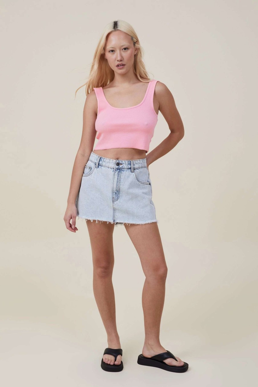 Tanks & Camis * | Cotton On Women The One Organic Rib Crop Tank