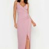 Maxi Dresses * | Crepe Plunge Wrap Detail Maxi Dress