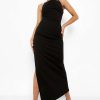 Maxi Dresses * | Petite Square Neck Split Leg Scuba Maxi Dress