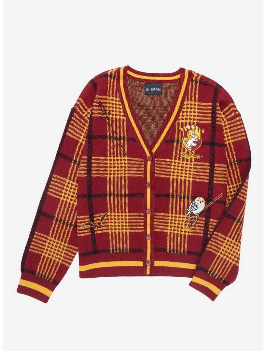 Cardigans * | Harry Potter Gryffindor Plaid Women'S Cardigan Boxlunch Exclusive