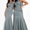 Maxi Dresses * | Bridesmaid Hand Embellished Halter Maxi Dress