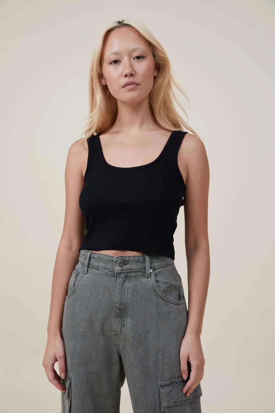 Tanks & Camis * | Cotton On Women The One Organic Rib Crop Tank